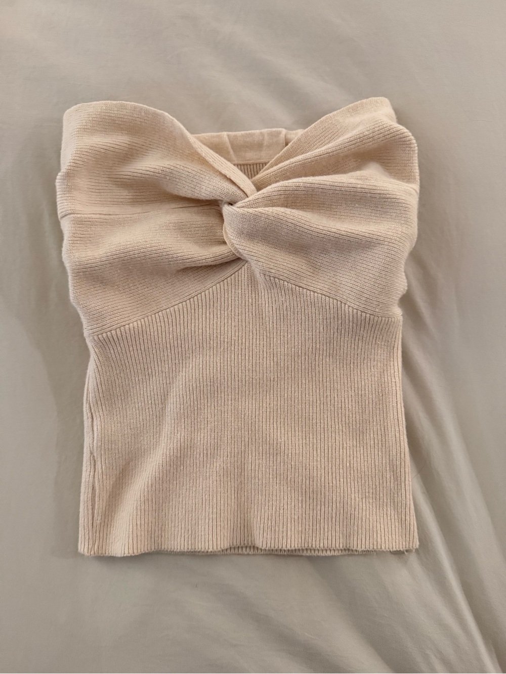 Women’s Cream Twist-Front Knit Sweater Top